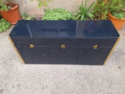 New Pamono MB3 Sideboard in Blue Lacquered Wood and Brass by Luigi Caccia Dominioni for Azucena, Italy, 1960s