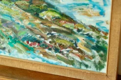 Hot Pamono M-B Swömbom-Backman, Vivid Coastline, Mid-20th Century, Oil on Canvas, Framed
