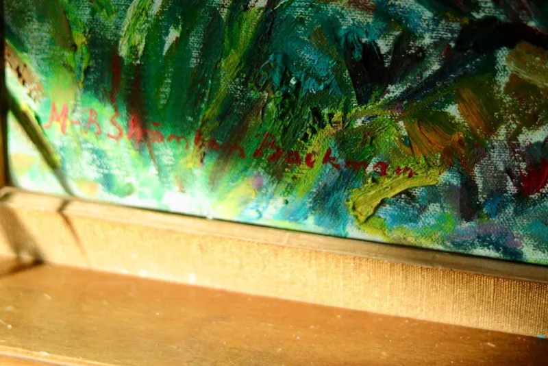 Hot Pamono M-B Swömbom-Backman, Vivid Coastline, Mid-20th Century, Oil on Canvas, Framed