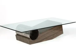 New Pamono Medes Coffee Table in Wenge Marble and Devastated Iron Metal and Glass by Joaquín Moll for Meddel