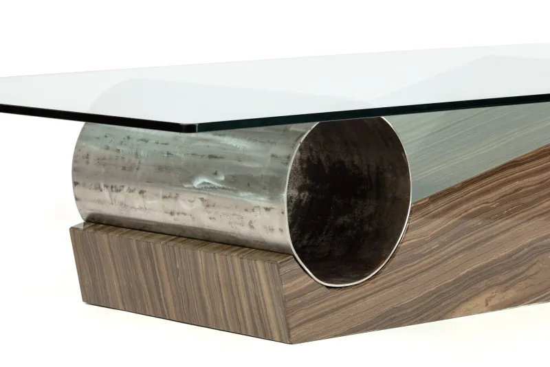 New Pamono Medes Coffee Table in Wenge Marble and Devastated Iron Metal and Glass by Joaquín Moll for Meddel