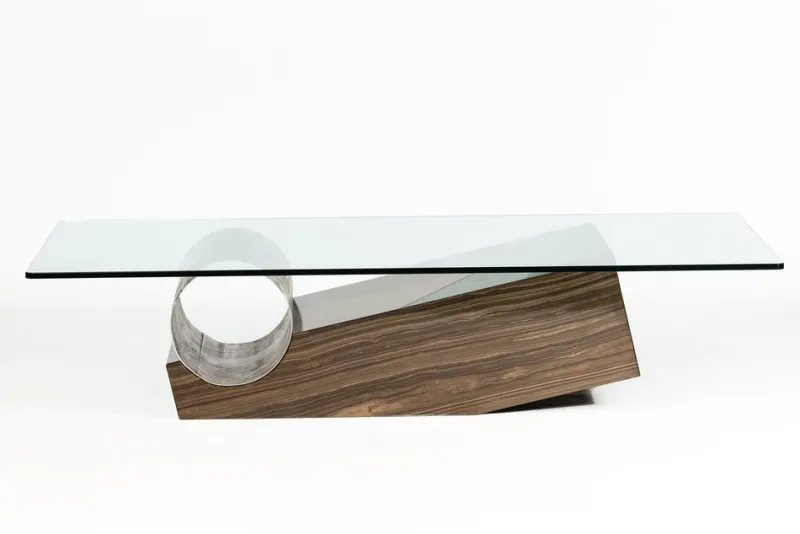 Pamono Medes Coffee Table in Wenge Sandstone and Sanded Iron Circle with Glass Top by Joaquín Moll