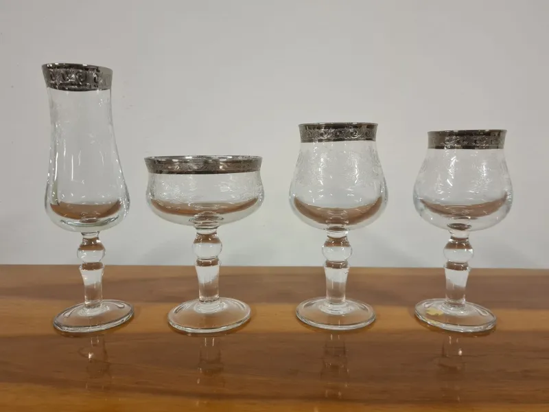 New Pamono Medici Glasses in Crystal and Platinum, Set of 24