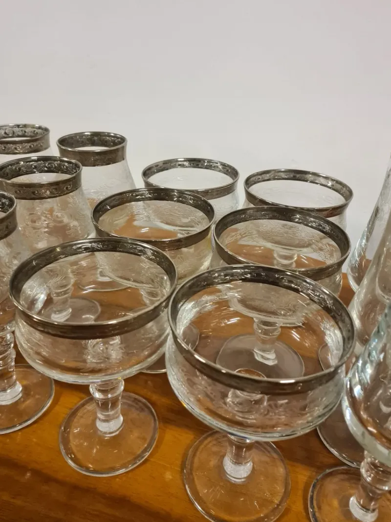 New Pamono Medici Glasses in Crystal and Platinum, Set of 24