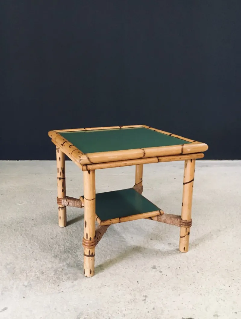 Pamono Mediterranean Bamboo Side Table in the style of Audoux Minet, France, 1950s> Coffee & Side Tables