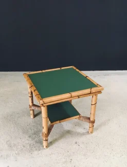 Pamono Mediterranean Bamboo Side Table in the style of Audoux Minet, France, 1950s><noscript><img width=