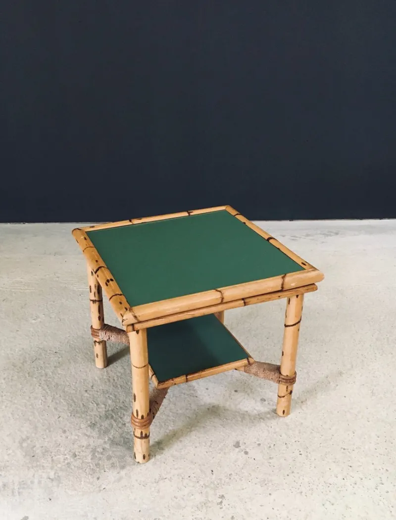 Pamono Mediterranean Bamboo Side Table in the style of Audoux Minet, France, 1950s> Coffee & Side Tables
