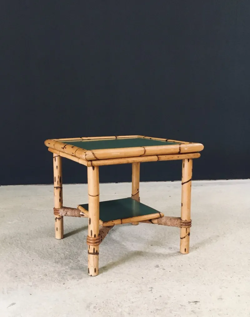 Pamono Mediterranean Bamboo Side Table in the style of Audoux Minet, France, 1950s> Coffee & Side Tables
