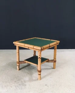 Pamono Mediterranean Bamboo Side Table in the style of Audoux Minet, France, 1950s><noscript><img width=