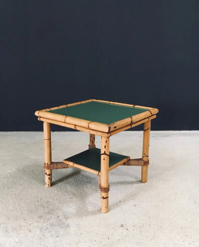 Pamono Mediterranean Bamboo Side Table in the style of Audoux Minet, France, 1950s> Coffee & Side Tables