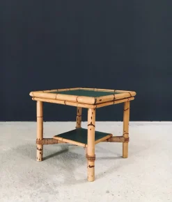 Pamono Mediterranean Bamboo Side Table in the style of Audoux Minet, France, 1950s><noscript><img width=