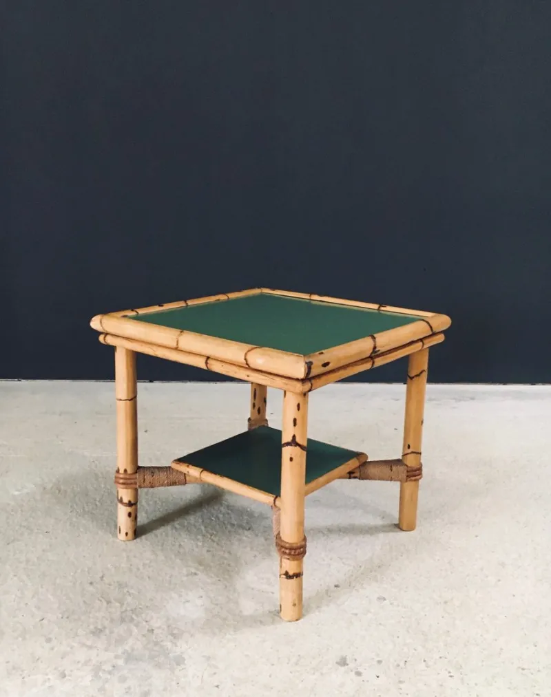 Pamono Mediterranean Bamboo Side Table in the style of Audoux Minet, France, 1950s> Coffee & Side Tables