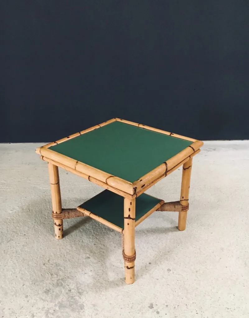 Pamono Mediterranean Bamboo Side Table in the style of Audoux Minet, France, 1950s> Coffee & Side Tables