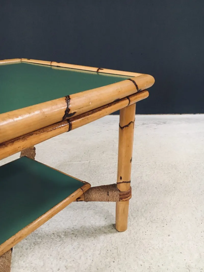 Pamono Mediterranean Bamboo Side Table in the style of Audoux Minet, France, 1950s> Coffee & Side Tables