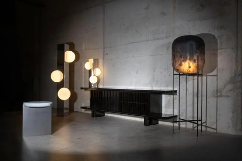 Outlet Pamono Medium Orange Glaze Sfera Floor Lamp by Pulpo