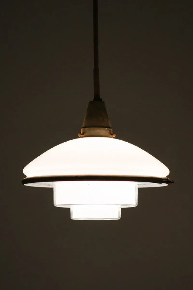 New Pamono Megaphos Hanging Lamp in Nickel Plated Metal by C.F. Otto Müller, 1932