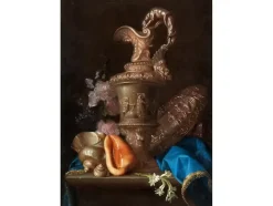 Pamono Meiffren Conte or Comte, Still Lifes with Jugs and Shell, Oil on Canvases, 17th Century, Framed, Set of 2><noscript><img width=