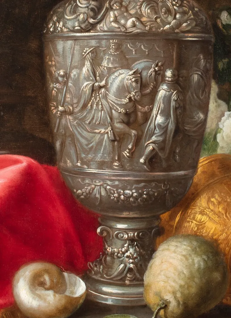 Pamono Meiffren Conte or Comte, Still Lifes with Jugs and Shell, Oil on Canvases, 17th Century, Framed, Set of 2> Old Masters