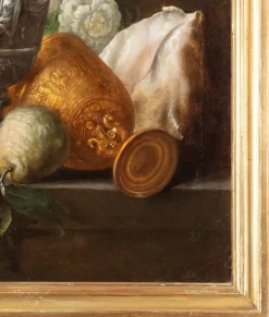 Pamono Meiffren Conte or Comte, Still Lifes with Jugs and Shell, Oil on Canvases, 17th Century, Framed, Set of 2><noscript><img width=