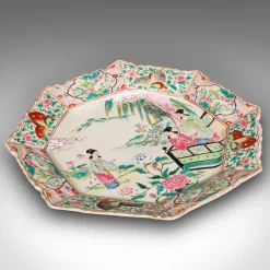 Pamono Meiji Era Victorian Ceramic Serving Plate, Japan, 1890s><noscript><img width=