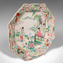 Pamono Meiji Era Victorian Ceramic Serving Plate, Japan, 1890s><noscript><img width=