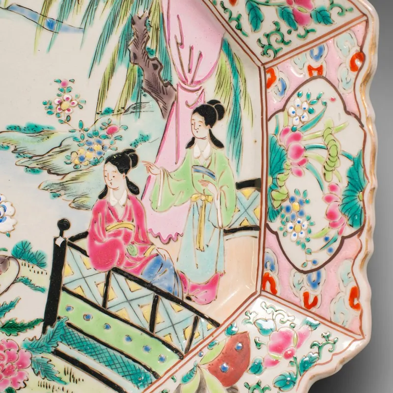 Pamono Meiji Era Victorian Ceramic Serving Plate, Japan, 1890s> Serving Dishes
