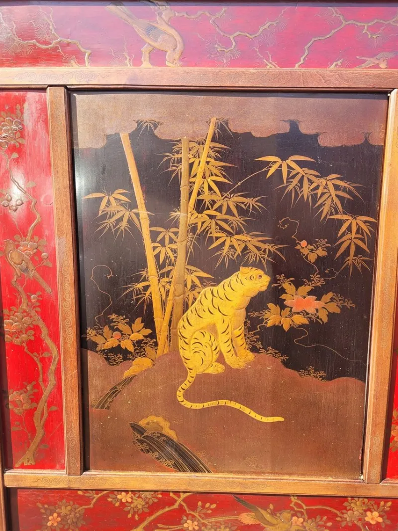 Pamono Meiji Screen with Lacquer Panels, Japan, Late 19th Century> Room Dividers & Screens