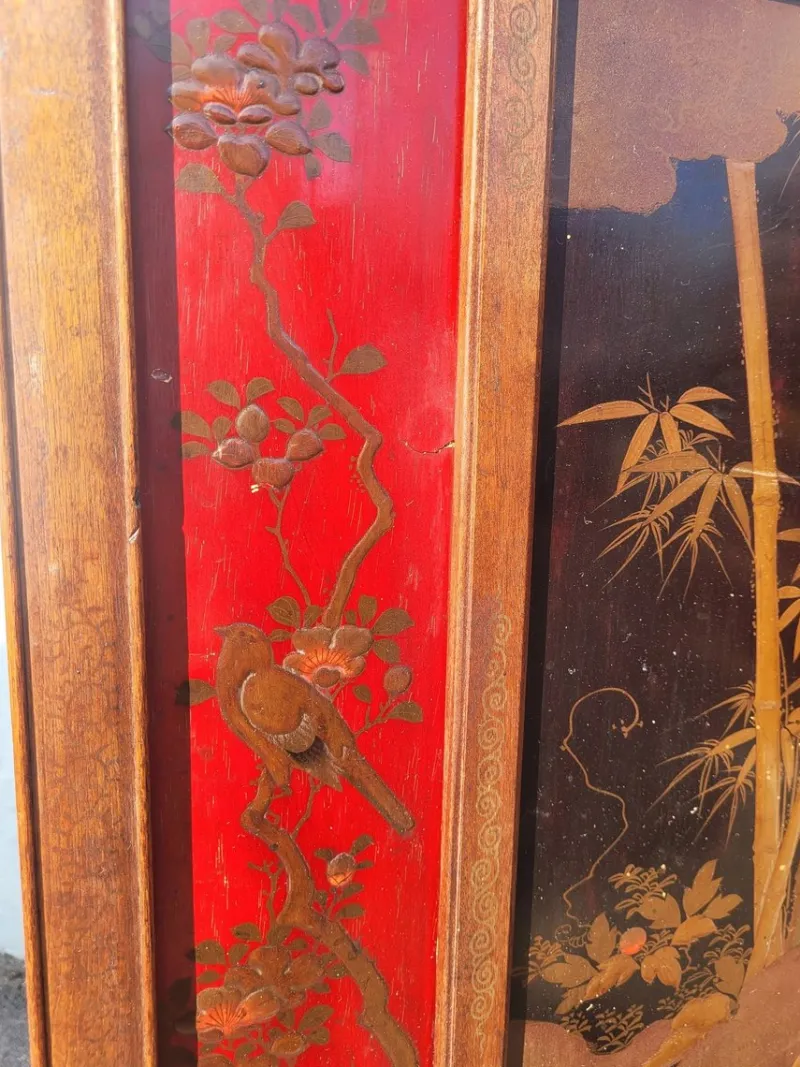 Pamono Meiji Screen with Lacquer Panels, Japan, Late 19th Century> Room Dividers & Screens