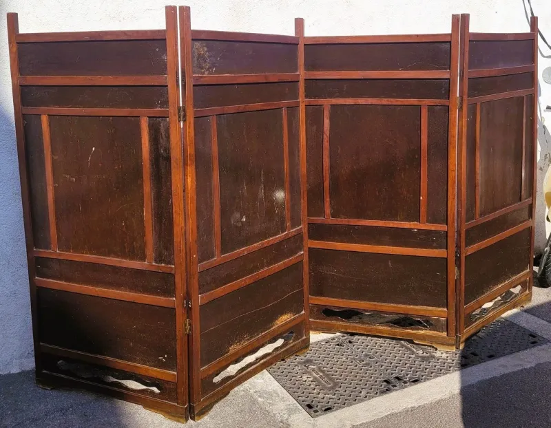 Pamono Meiji Screen with Lacquer Panels, Japan, Late 19th Century> Room Dividers & Screens