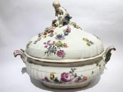 Best Pamono Meissen Porcelain Soup Bowl with Flower Decor, 1755