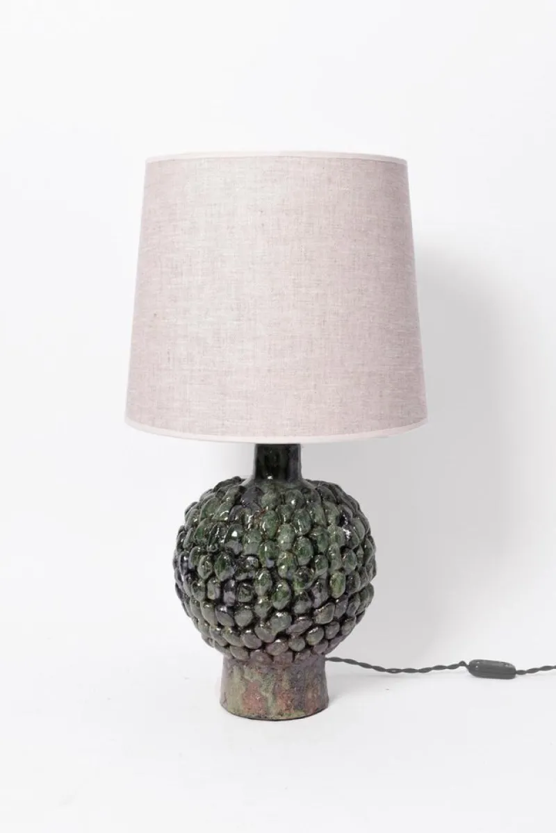 Pamono Melides Green and Black Terracota Lamp by Barracuda Interiors> Table Lamps