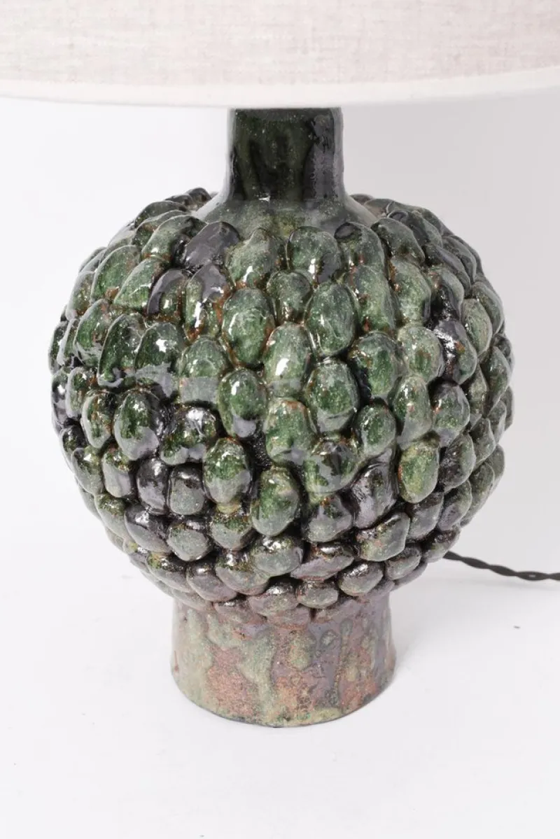 Pamono Melides Green and Black Terracota Lamp by Barracuda Interiors> Table Lamps