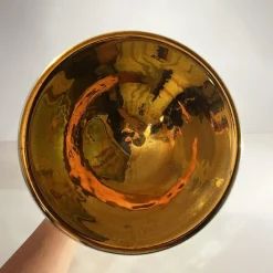 Best Pamono Mercurized and Gilded Blown Glass Bowl with Acid-Etched Floral Decoration, Late 19th Century