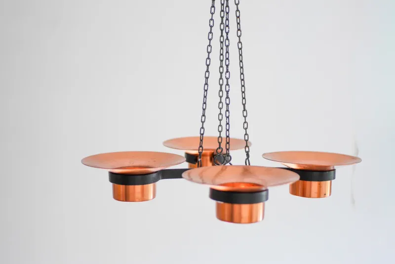 Pamono Metal and Copper Candleholder Pendant by Carl Thore, 1975> Candleholders