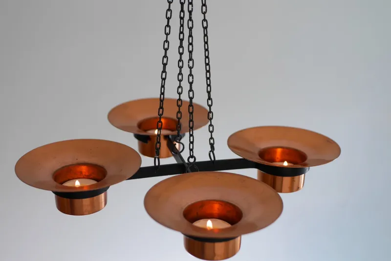 Pamono Metal and Copper Candleholder Pendant by Carl Thore, 1975> Candleholders