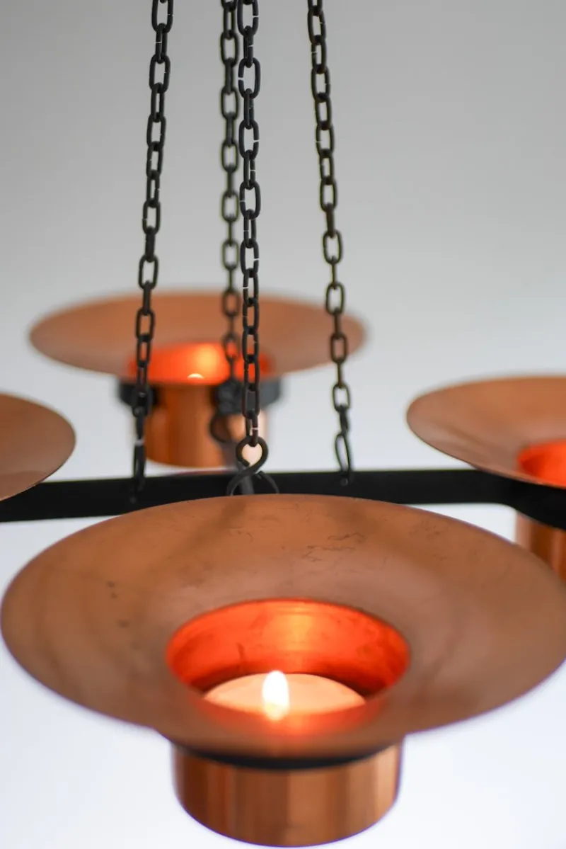 Pamono Metal and Copper Candleholder Pendant by Carl Thore, 1975> Candleholders