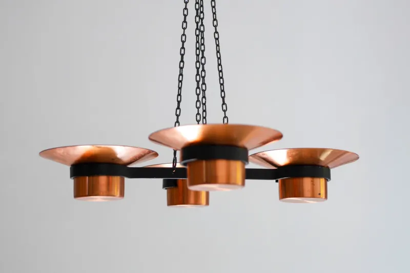 Pamono Metal and Copper Candleholder Pendant by Carl Thore, 1975> Candleholders