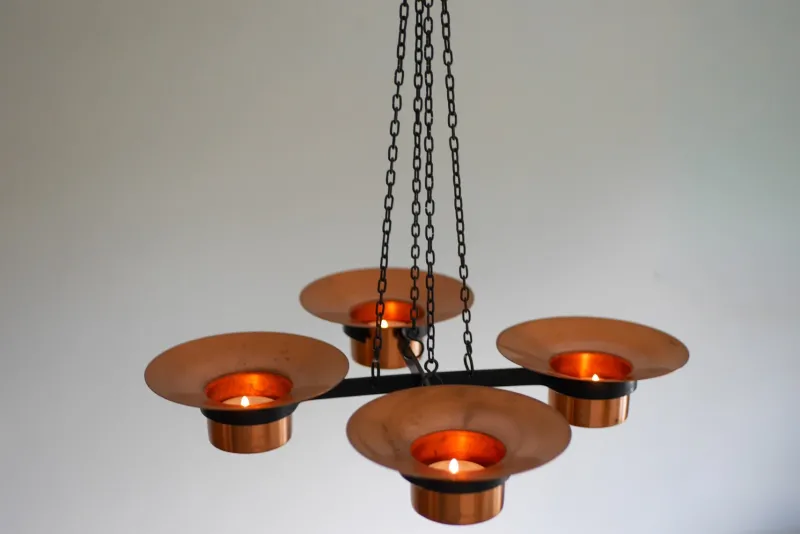 Pamono Metal and Copper Candleholder Pendant by Carl Thore, 1975> Candleholders