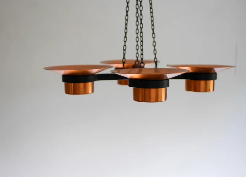 Pamono Metal and Copper Candleholder Pendant by Carl Thore, 1975> Candleholders