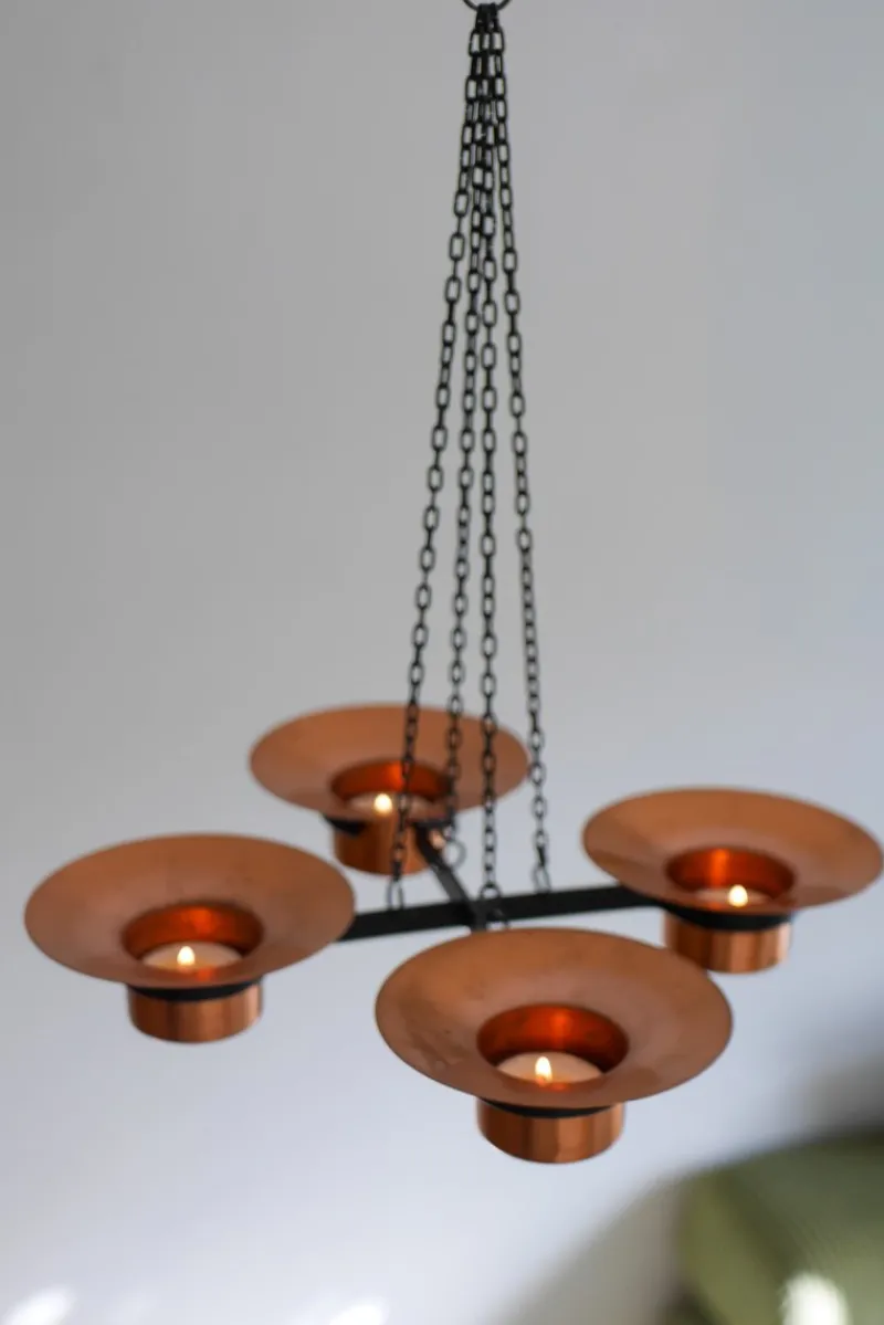 Pamono Metal and Copper Candleholder Pendant by Carl Thore, 1975> Candleholders