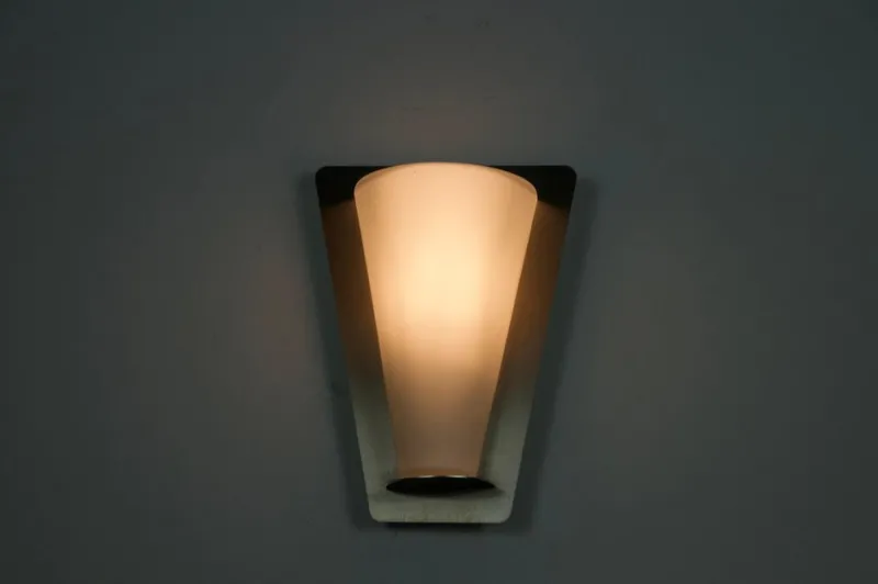 Best Pamono Metal and Opaline Glass Wall Lamp from Glashütte Limburg, 1960s
