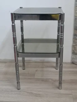 Clearance Pamono Metal and Smoked Glass Side Table, 1970s