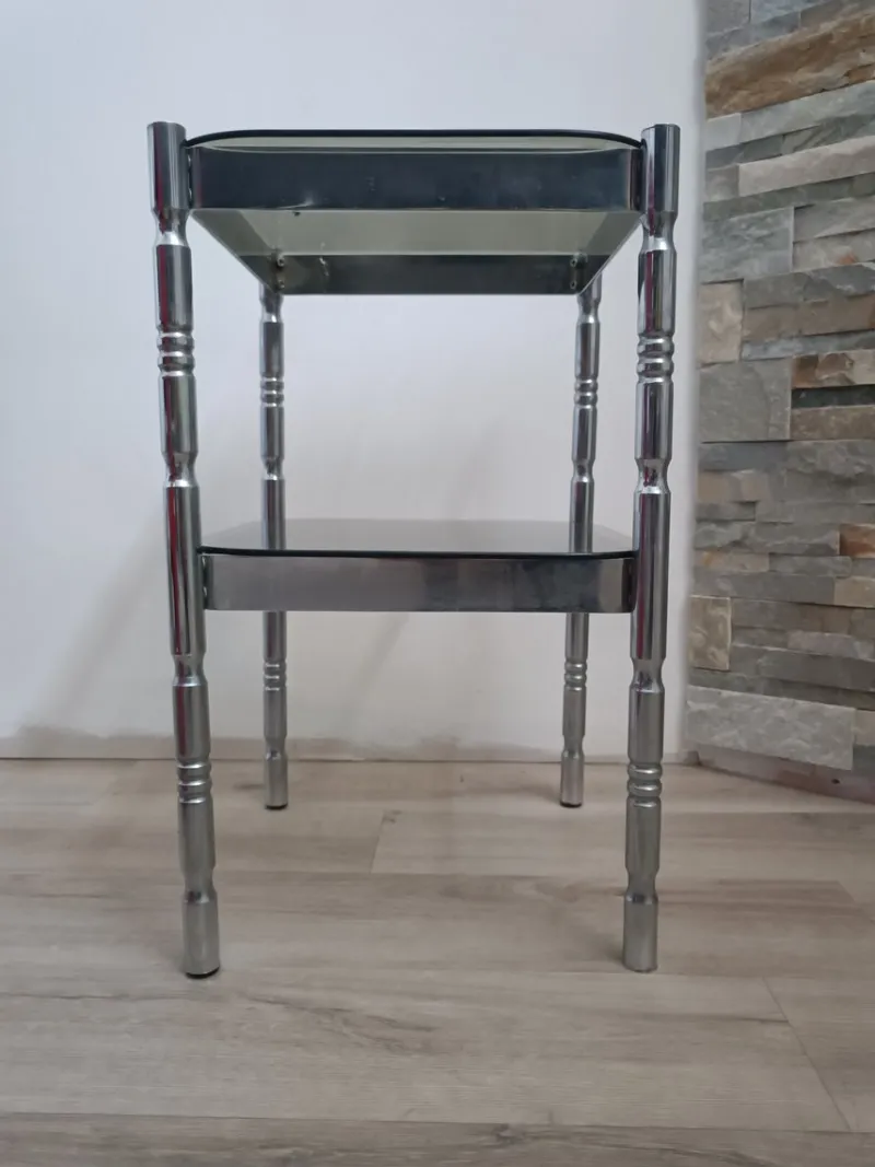Clearance Pamono Metal and Smoked Glass Side Table, 1970s