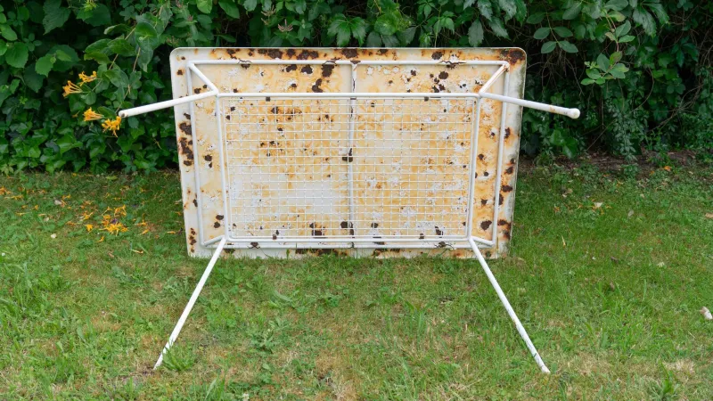 Pamono Metal Garden Table with Newspaper Shelf, 1950s> Garden Tables