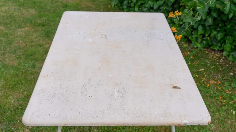 Pamono Metal Garden Table with Newspaper Shelf, 1950s> Garden Tables