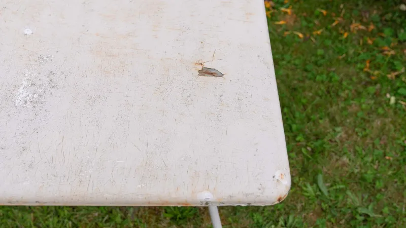 Pamono Metal Garden Table with Newspaper Shelf, 1950s> Garden Tables