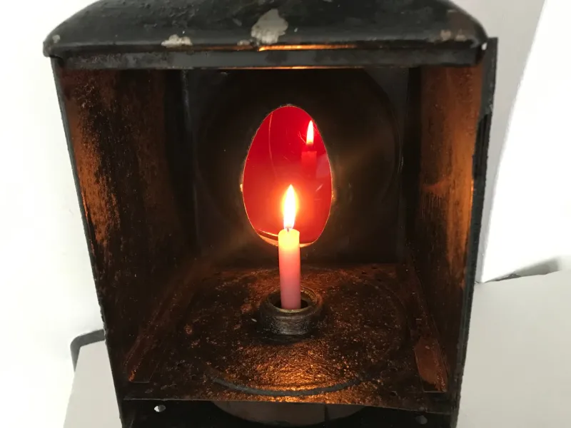 Pamono Metal Railway Lantern Candle Lamp, 1920s> Garden Lighting