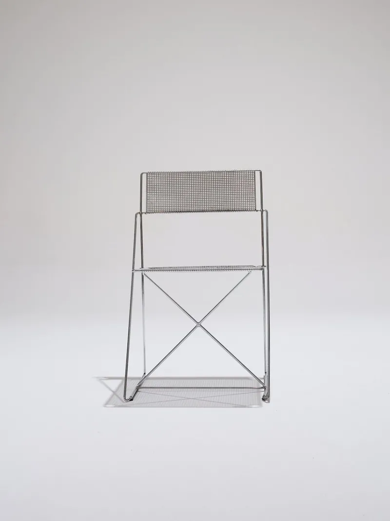 Pamono Metal X-Lines Chair attributed to Niels Jørgen Haugesen, 1970s> Side Chairs & Dining Chairs