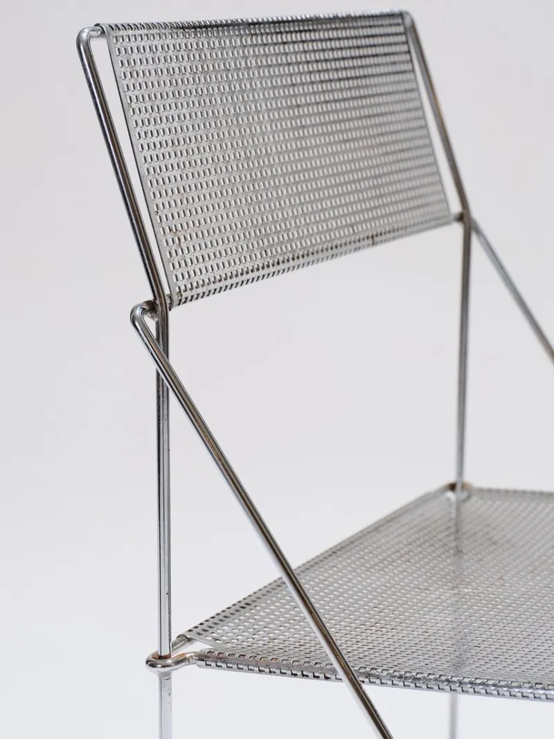 Pamono Metal X-Lines Chair attributed to Niels Jørgen Haugesen, 1970s> Side Chairs & Dining Chairs