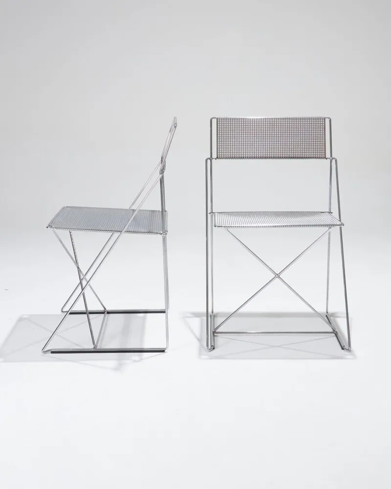 Best Pamono Metal X-Lines Chairs attributed to Niels Jørgen Haugesen, 1970s, Set of 2